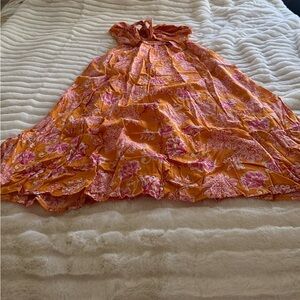 NWT Old Navy Strapless Orange and Pink Floral Fit and Flare Dress